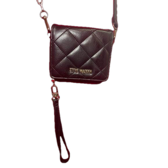 STEVE MADDEN Bmarilyn Faux-leather Chain Link Crossbody Purse black & chrome - Picture 6 of 17